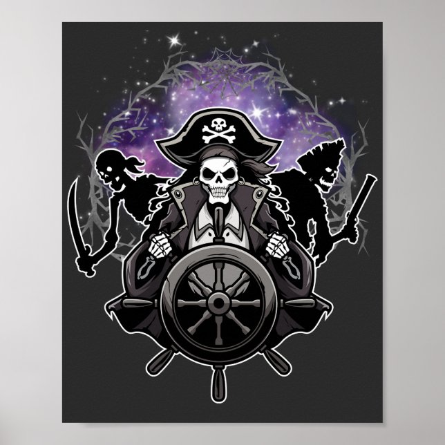 Dead Pirater Halloween Skeleton Pirat Graphic Poster (Framsidan)
