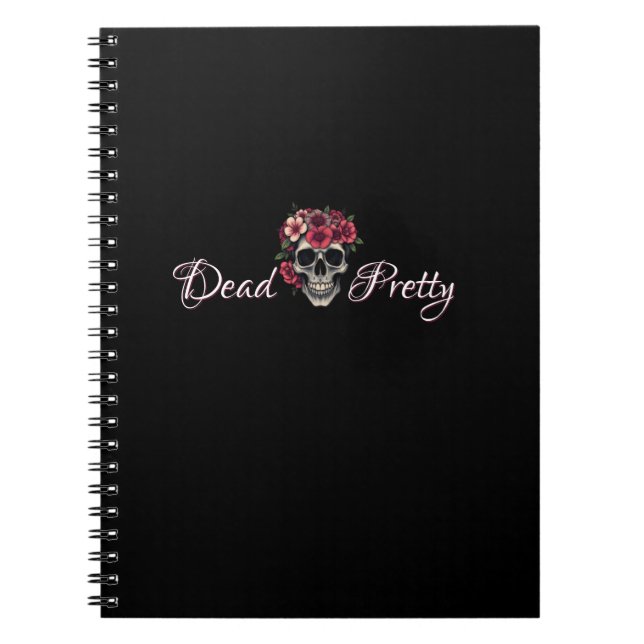Dead Pretty Floral Skull Spiral Notebook Anteckningsbok (Framsidan)