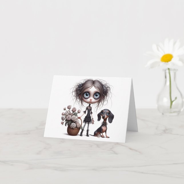 Dead Ro gotiic Dachshund valfritt Tillfälle-kort Kort (Liten växt)