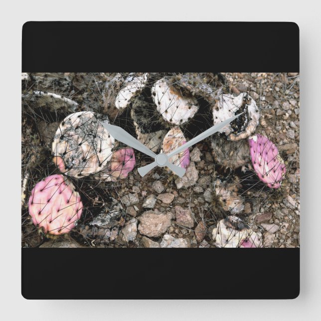 Dead Rosa Cactus Fyrkantig Klocka (Framsida)