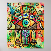 Dead Sea Fish Hamsa Poster