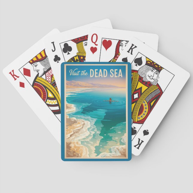 Dead Sea Illustration Travel Art Vintage Casinokort (Baksidan)