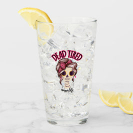 Dead Tired Mamma Life Skeleton Messy Bun Bandana Glaskopp