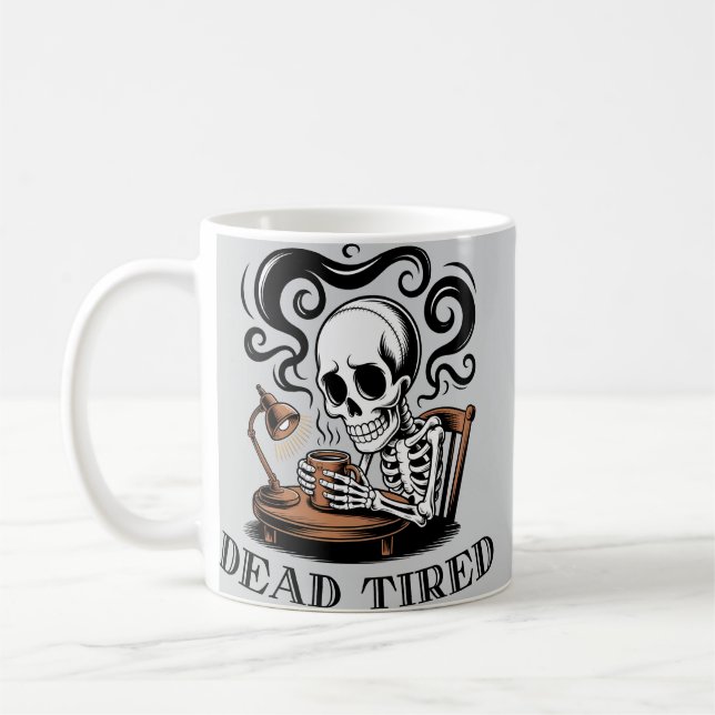 Dead Tired Skeleton Morgon Kaffemugg (Vänster)