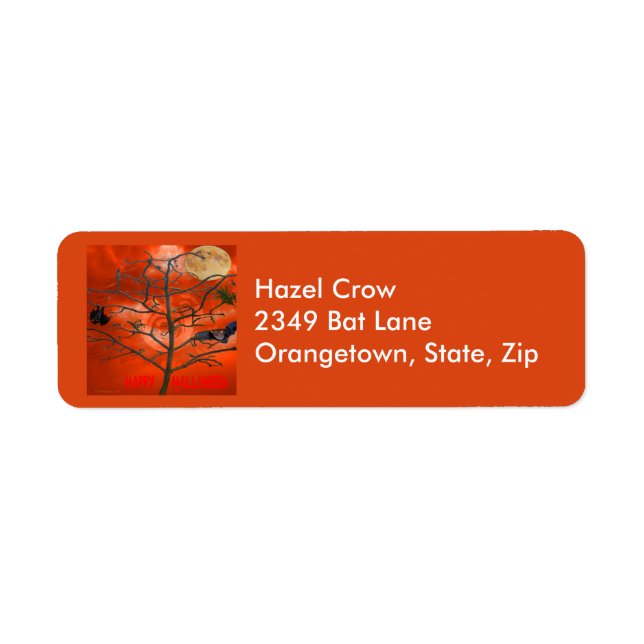 Dead Träd Orange Scary Himlar Adressetiketter Returadress Etikett (Framsidan)