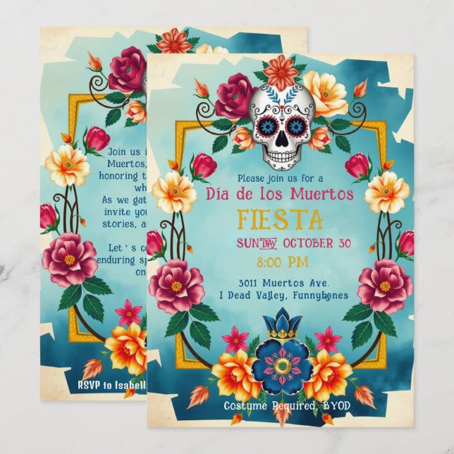 💀 Dead Valley Disco, Día de los Muertos Inbjudningar (Fram/baksida)