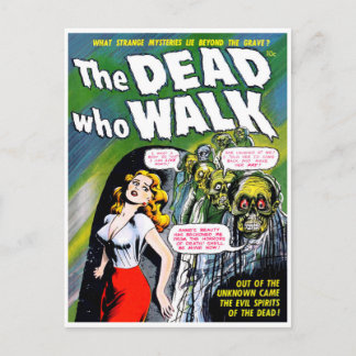 Dead WHO Walk - Vintage Zombie Horror Vykort