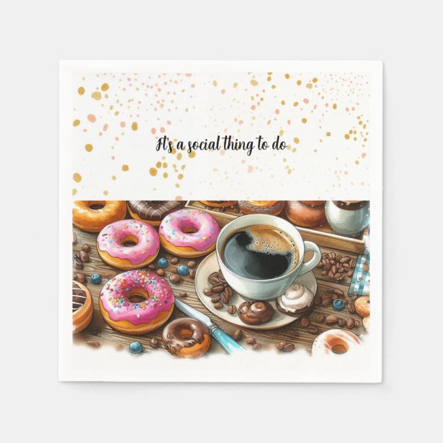 Deadadant Donuts och Coffee Social Papper Napkins Pappersservett (Framsidan)