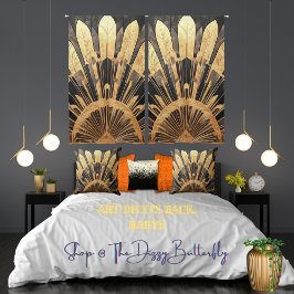 Deadant Art Deco Guld Black Sunburst Motif Set