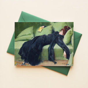 Deadant Young Woman Ramon Casas Vintage Art Card Vykort