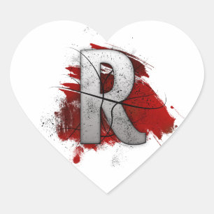 Deaddesigner Monogram Brev R Hjärtformat Klistermärke
