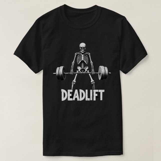 Deadlift Funny Halloween Skeleton Viktupplyft T Shirt (Design framsida)