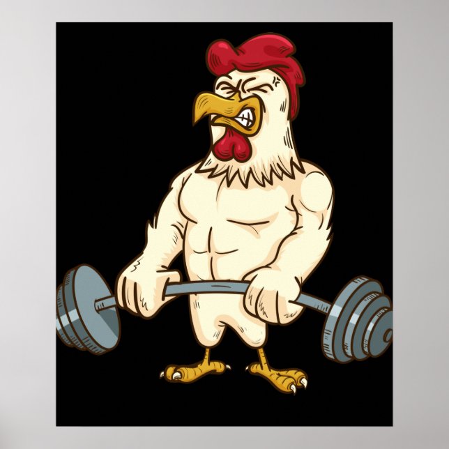 Deadlift Gym Chicken Fitness Bodybuilding Poster (Framsidan)
