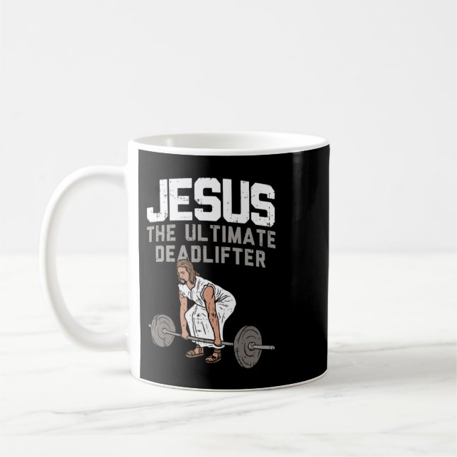 Deadlift Jesus I Christian Weightlift Funny Wor Kaffemugg (Vänster)