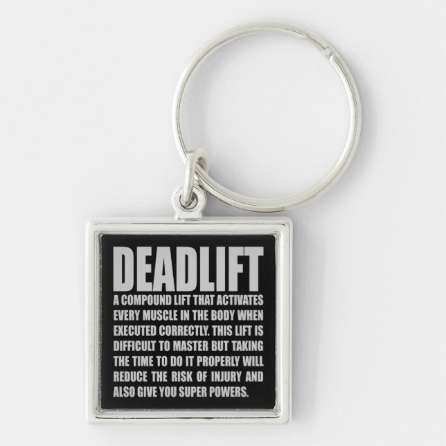 Deadlift - Lönsam arbetsmiljö Motivering Fyrkantig Silverfärgad Nyckelring (Framsidan)