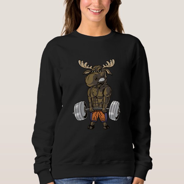 Deadlift Moose Weightlifting Gym Humor T Shirt (Framsida)