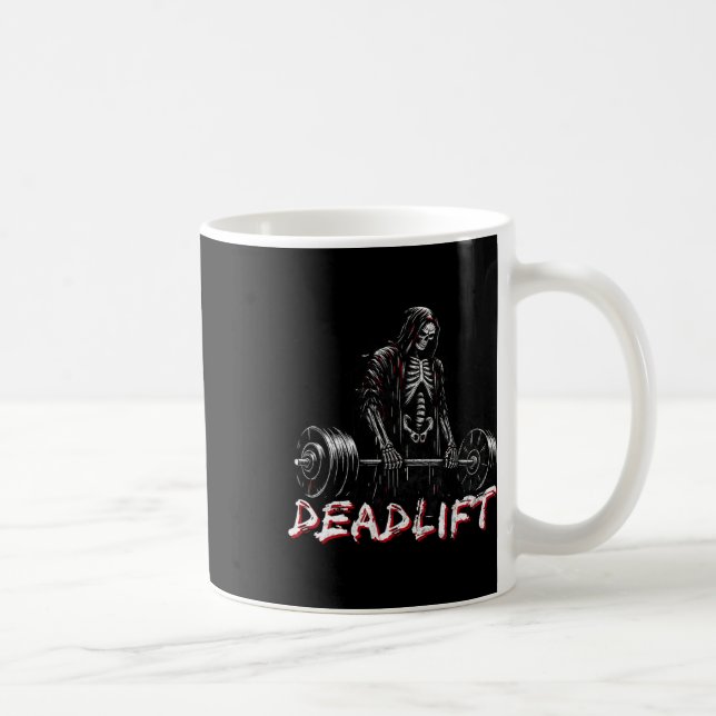 Deadlift Skeleton Halloween Gym Jokes Weightlife t Kaffemugg (Höger)