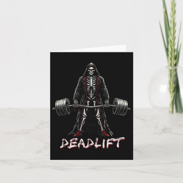 Deadlift Skeleton Halloween Gym Jokes Weightlife t Kort (Framsida)