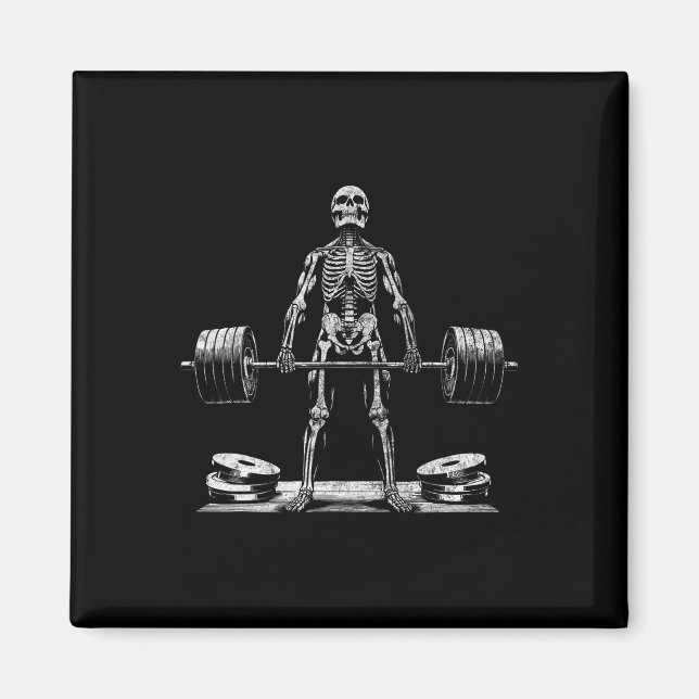 Deadlift Skeleton Halloween Gym Jokes Weightlife t Magnet (Framsidan)