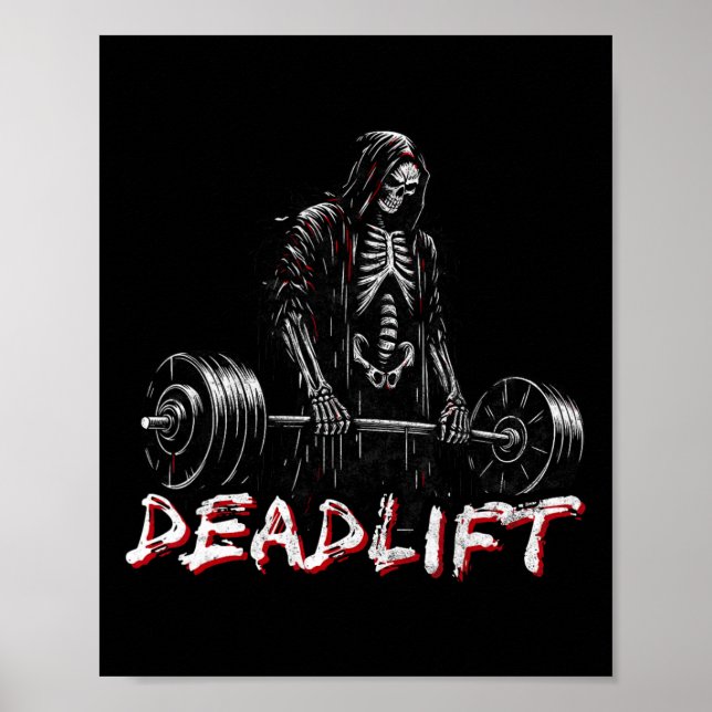 Deadlift Skeleton Halloween Gym Jokes Weightlife t Poster (Framsidan)