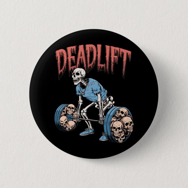 Deadlift Skull Skeleton Workout Powerlyftgym L Knapp (Framsida)