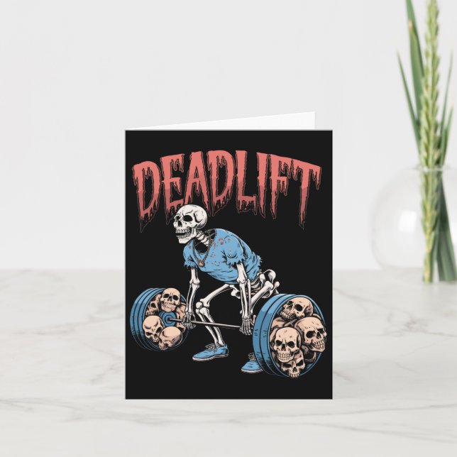 Deadlift Skull Skeleton Workout Powerlyftgym L Kort (Framsida)