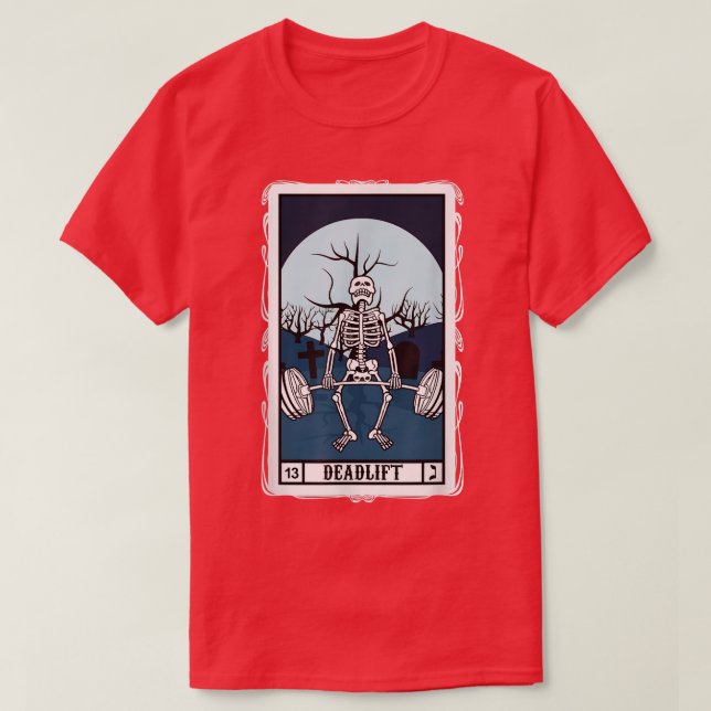 Deadlift Tarot Card Funny Skeleton Fitness Eercise T Shirt (Design framsida)