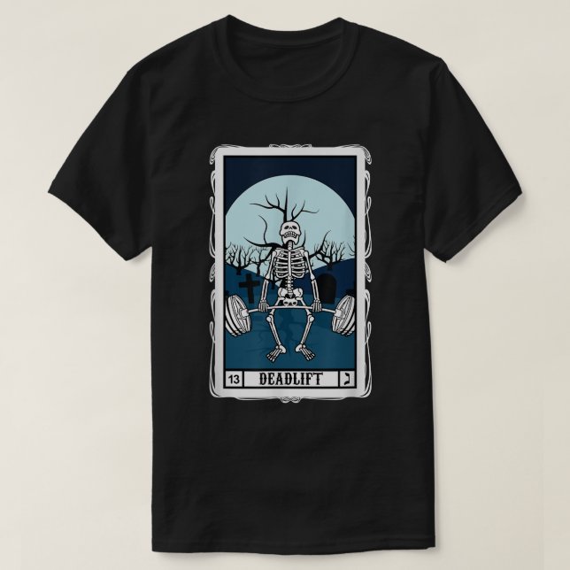 Deadlift Tarot Card Funny Skeleton Fitness Exercis T Shirt (Design framsida)