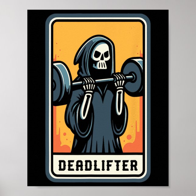 Deadlifter Grim Reaper Liiting Weights Gym Hallowe Poster (Framsidan)