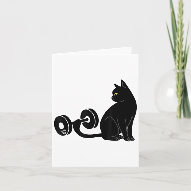 Deadlifting Cat Workout Gym Fitness Exercise Weigh Kort (Framsida)