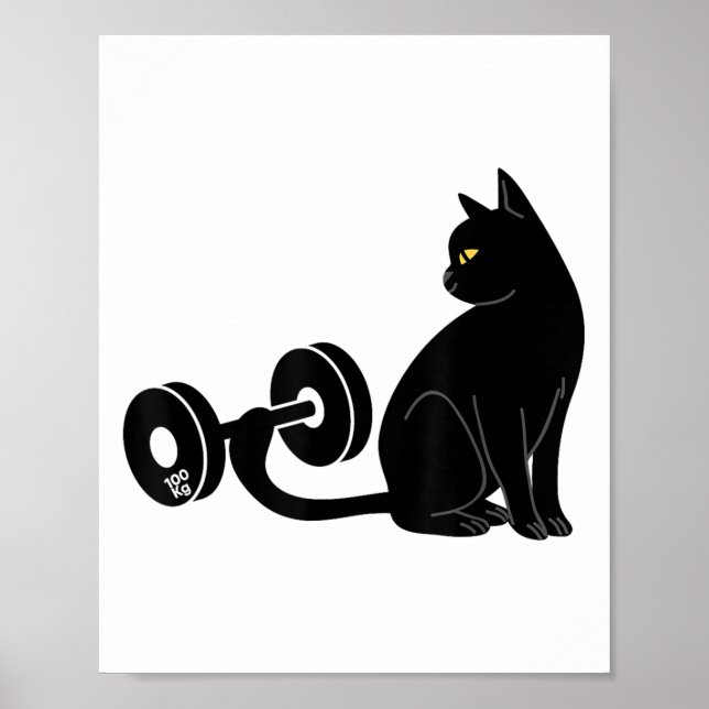 Deadlifting Cat Workout Gym Fitness Exercise Weigh Poster (Framsidan)