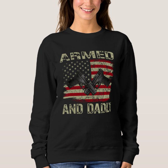 Deadly American Flag Armed And Dadly  Mens T Shirt (Framsida)