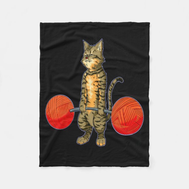 Deadlyftande Cat Weightlyftande Bodybuilding Fitne Fleecefilt (Framsidan)