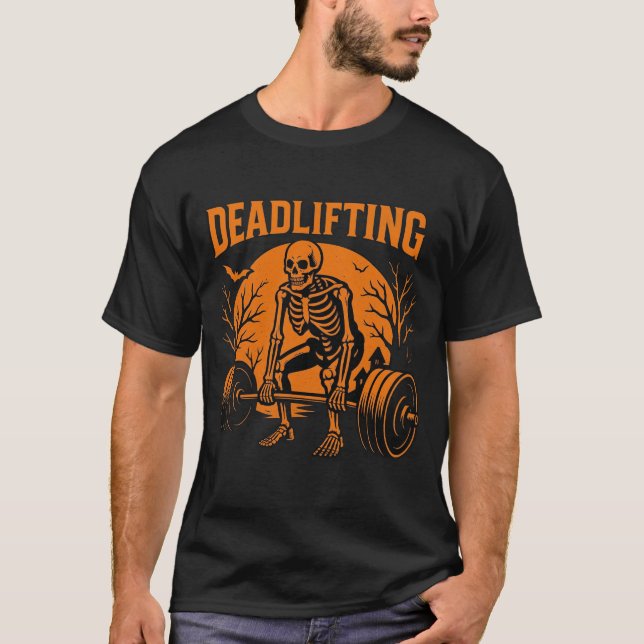 Deadlyftande Halloween T-Shirt - Spooky Gym Graphi (Framsida)