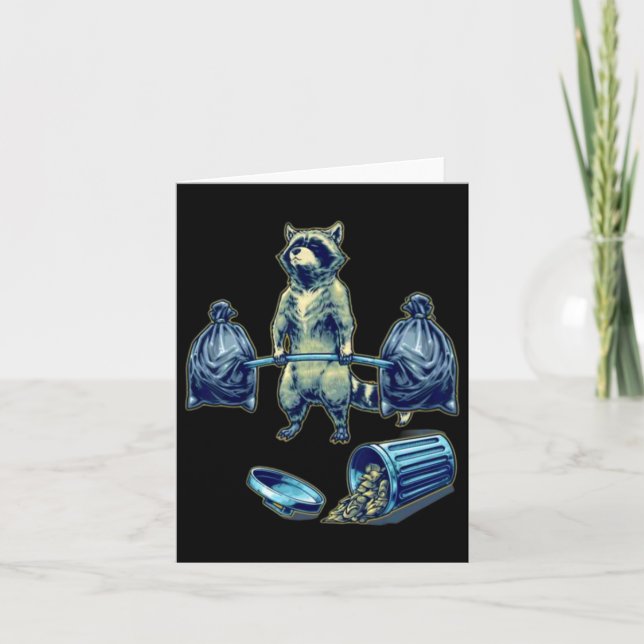 Deadlyftande Raccoon Weightlyftande Bodybuilding P Kort (Framsida)