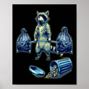 Deadlyftande Raccoon Weightlyftande Bodybuilding P Poster