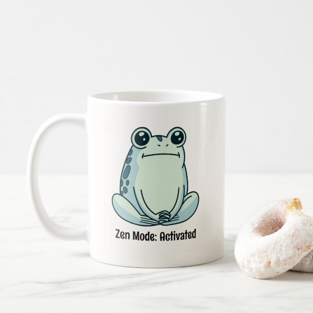 Deadpan, Chill, Zen Meditating Frog Kaffemugg (Med munk)