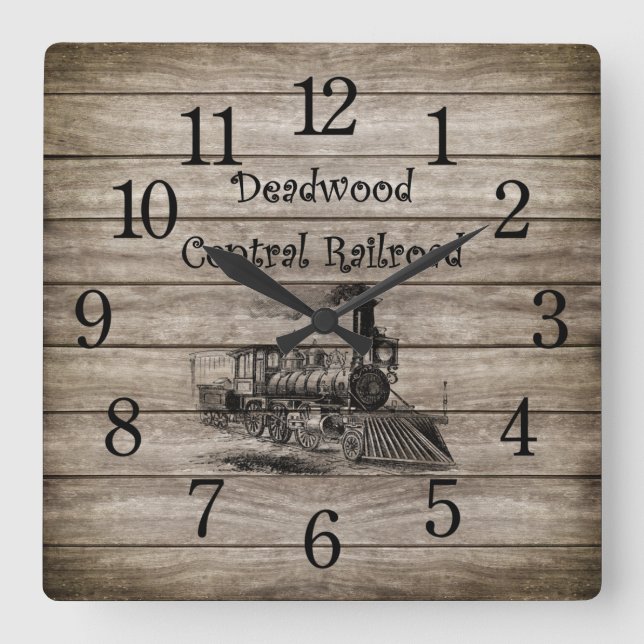 Deadwood Central Railroad ~ South Dakota Fyrkantig Klocka (Framsida)
