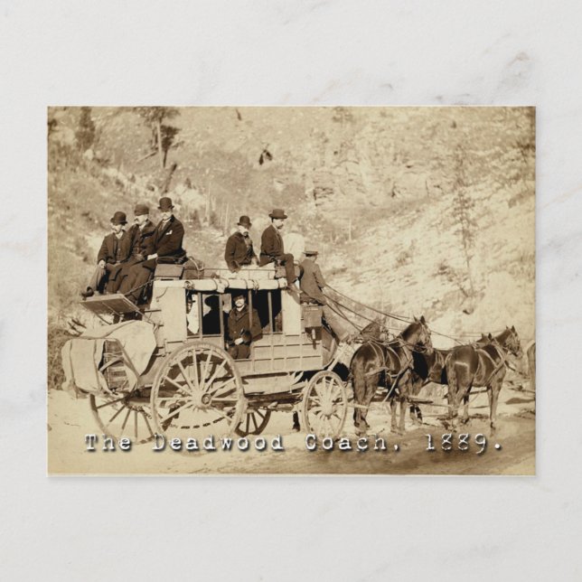 Deadwood Coach Photo 1889 Vykort (Framsida)