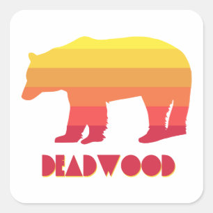 Deadwood South Dakota Rainbow Bear Fyrkantigt Klistermärke