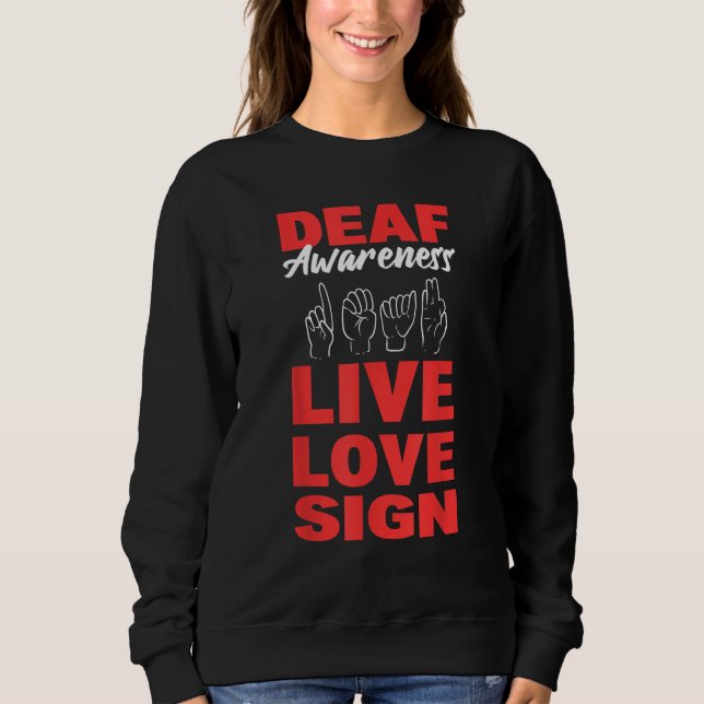 Deaf Awareness Live Love Sign Speech Language Path T Shirt (Framsida)