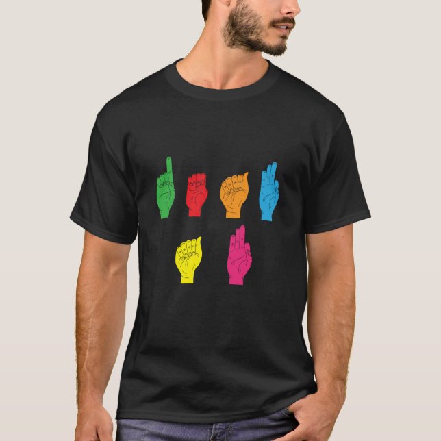 Deaf Pride ASL Hand Gesture Hearing Aid Hand Sign  T Shirt (Framsida)
