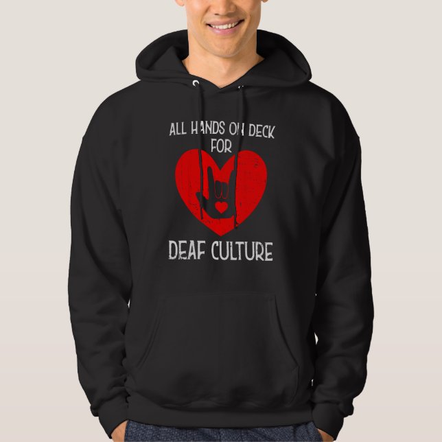 Deaf Pride ASL Sign Language Deafinitely Coolest K Hoodie (Framsida)