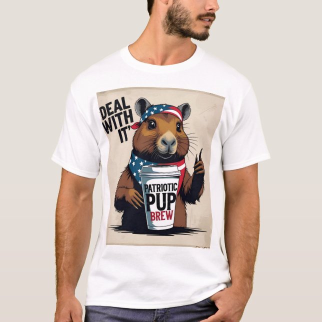 Deal With It' Attitude Tee with Coffee & Flag (Framsida)