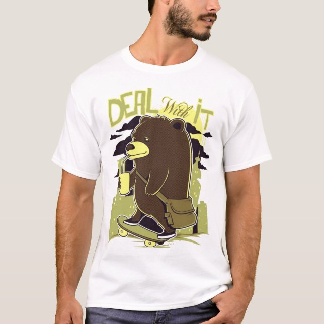 Deal With It Bear T-Shirt (Framsida)