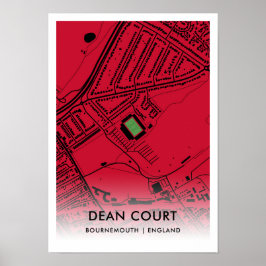 Dean Court Stadium Karta - Home of AFC Bournemouth Poster