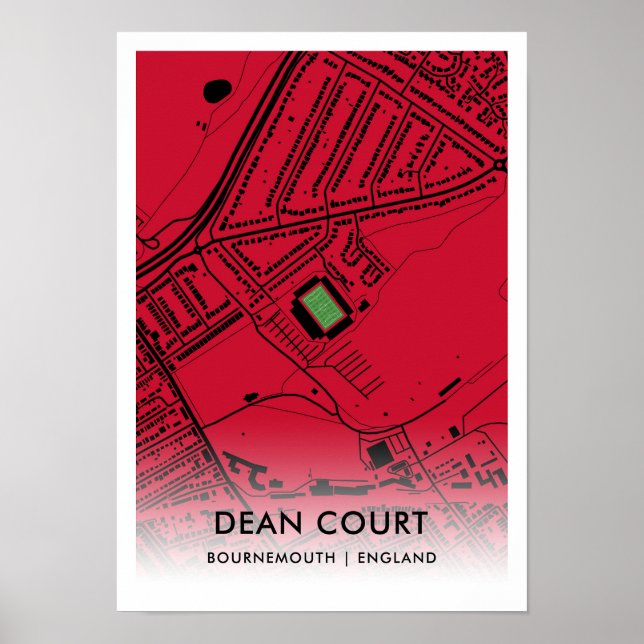Dean Court Stadium Karta - Home of AFC Bournemouth Poster (Framsidan)