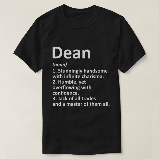 DEAN Definition Personlig Namn Funny Birthday G T Shirt (Design framsida)