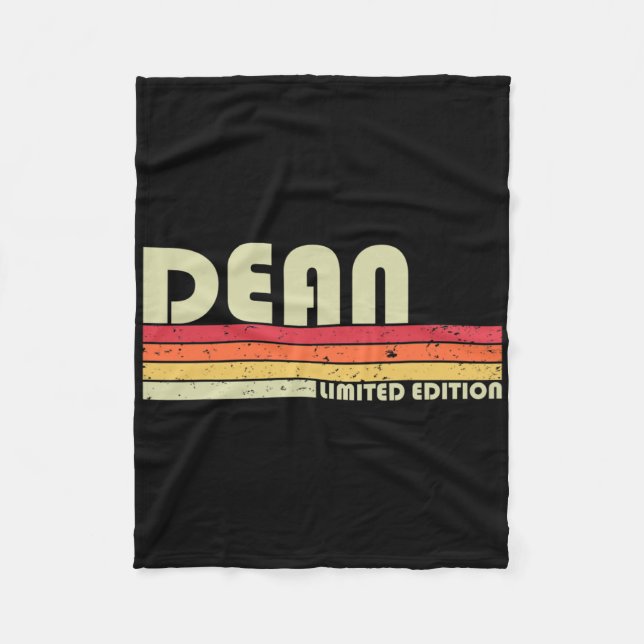 Dean Namn Personlig Retro Vintage 80-årsjubileum Fleecefilt (Framsidan)