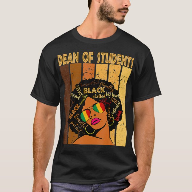 Dean of Studenter Afro African American Black Hist T Shirt (Framsida)